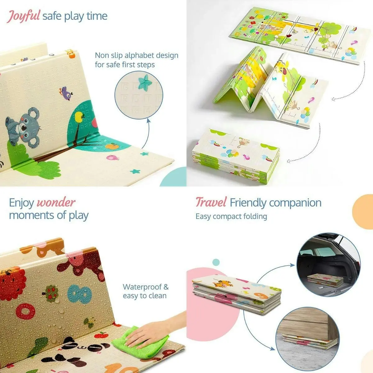 BabiesMart Large Play Mat 5-Layer, Waterproof, Non-Toxic, Double-Sided, Foldable Mat