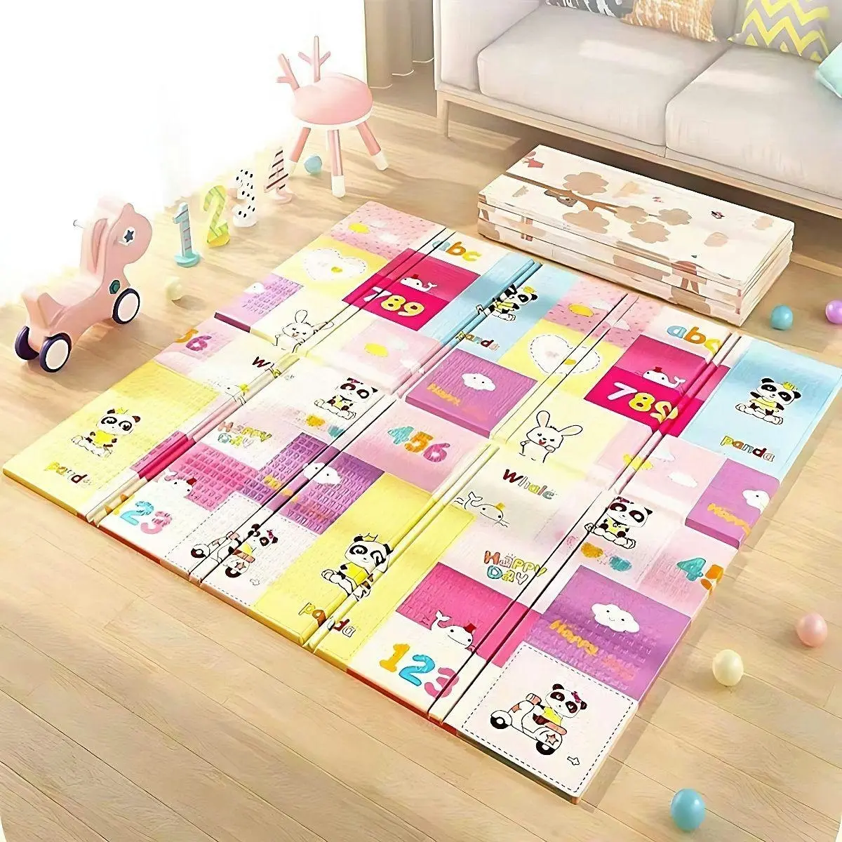 BabiesMart Large Play Mat 5-Layer, Waterproof, Non-Toxic, Double-Sided, Foldable Mat