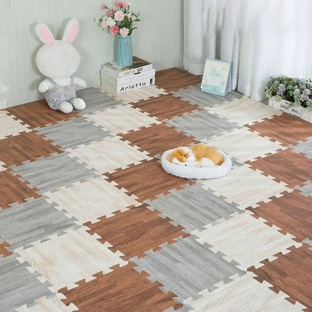 BabiesMart Wood Grain Play Mat Exercise Gym Mat EVA Foam Puzzle MAT