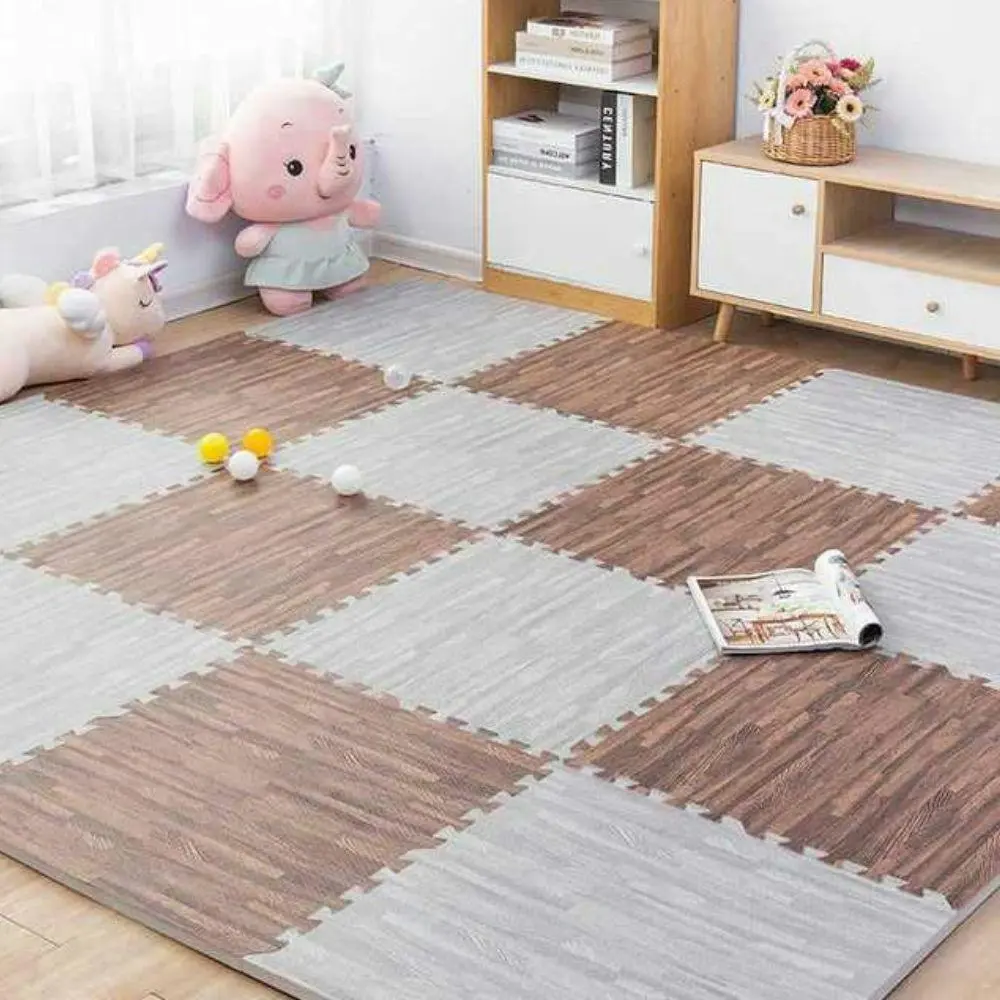 BabiesMart Wood Grain Play Mat Exercise Gym Mat EVA Foam Puzzle MAT