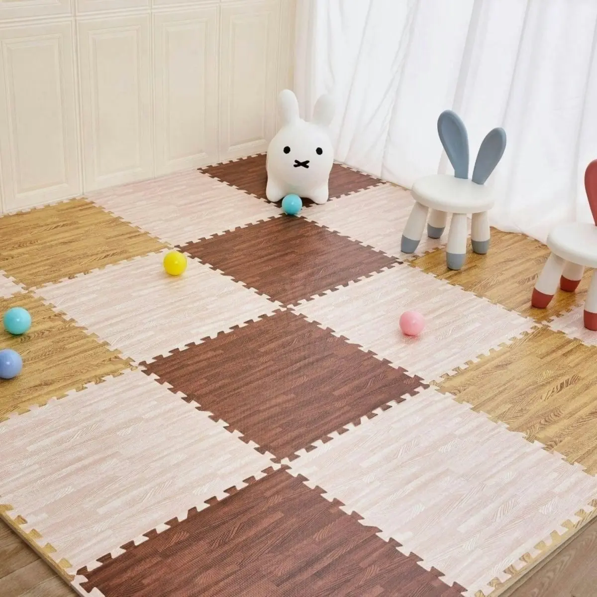 BabiesMart Wood Grain Play Mat Exercise Gym Mat EVA Foam Puzzle MAT