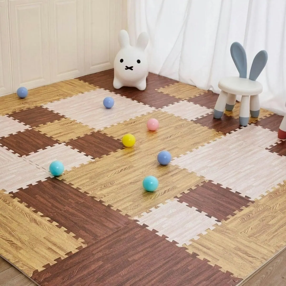 BabiesMart Wood Grain Play Mat Exercise Gym Mat EVA Foam Puzzle MAT