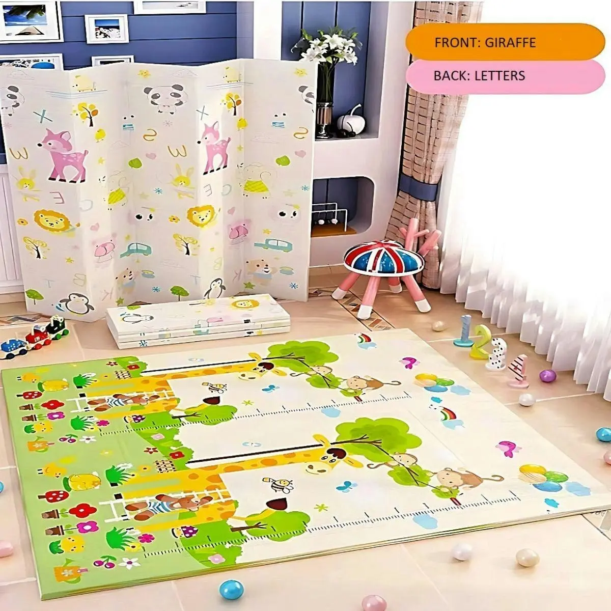 BabiesMart Large Foldable Baby Kids Play Mat Non-Slip and Double-sided