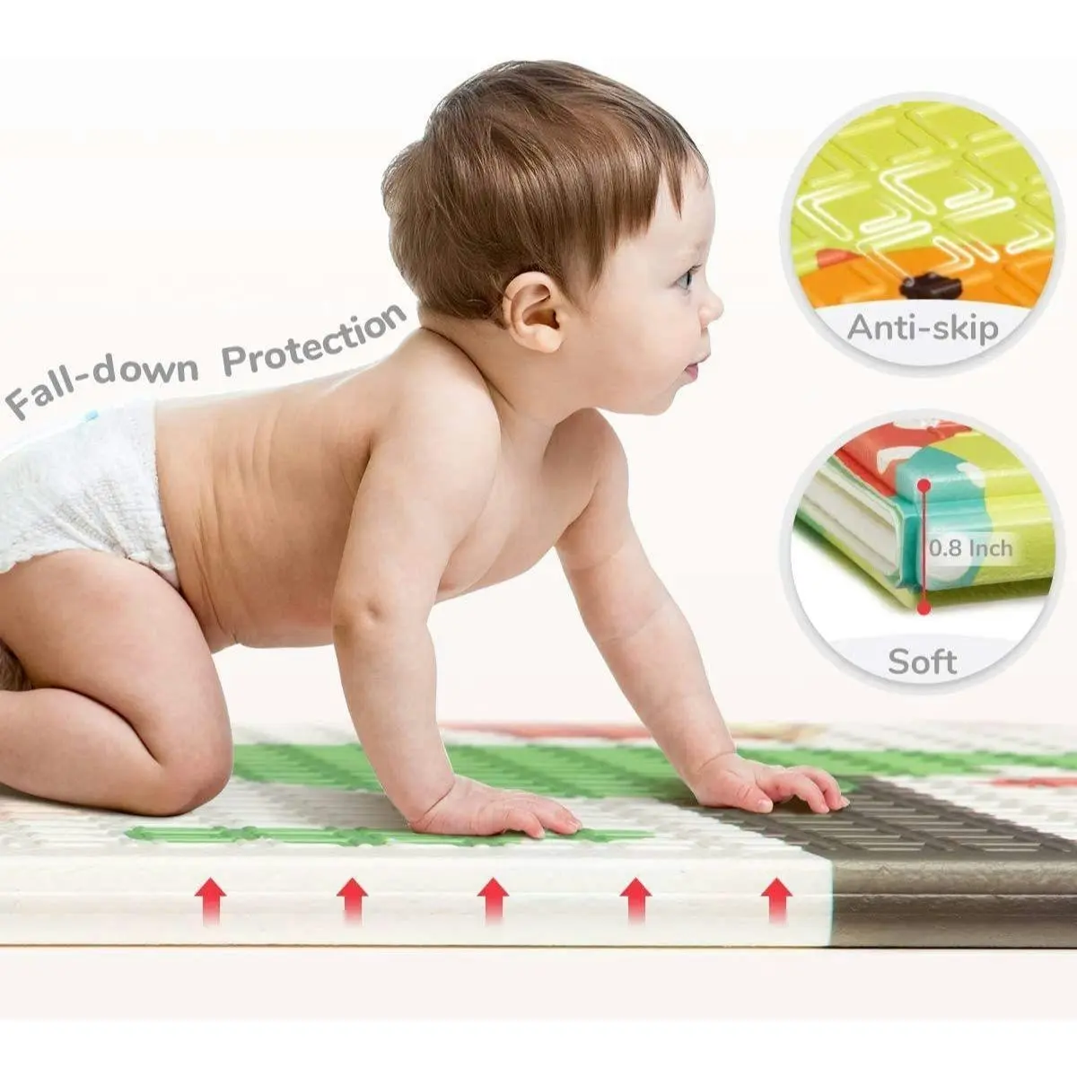 BabiesMart Large Foldable Baby Kids Play Mat Non-Slip and Double-sided