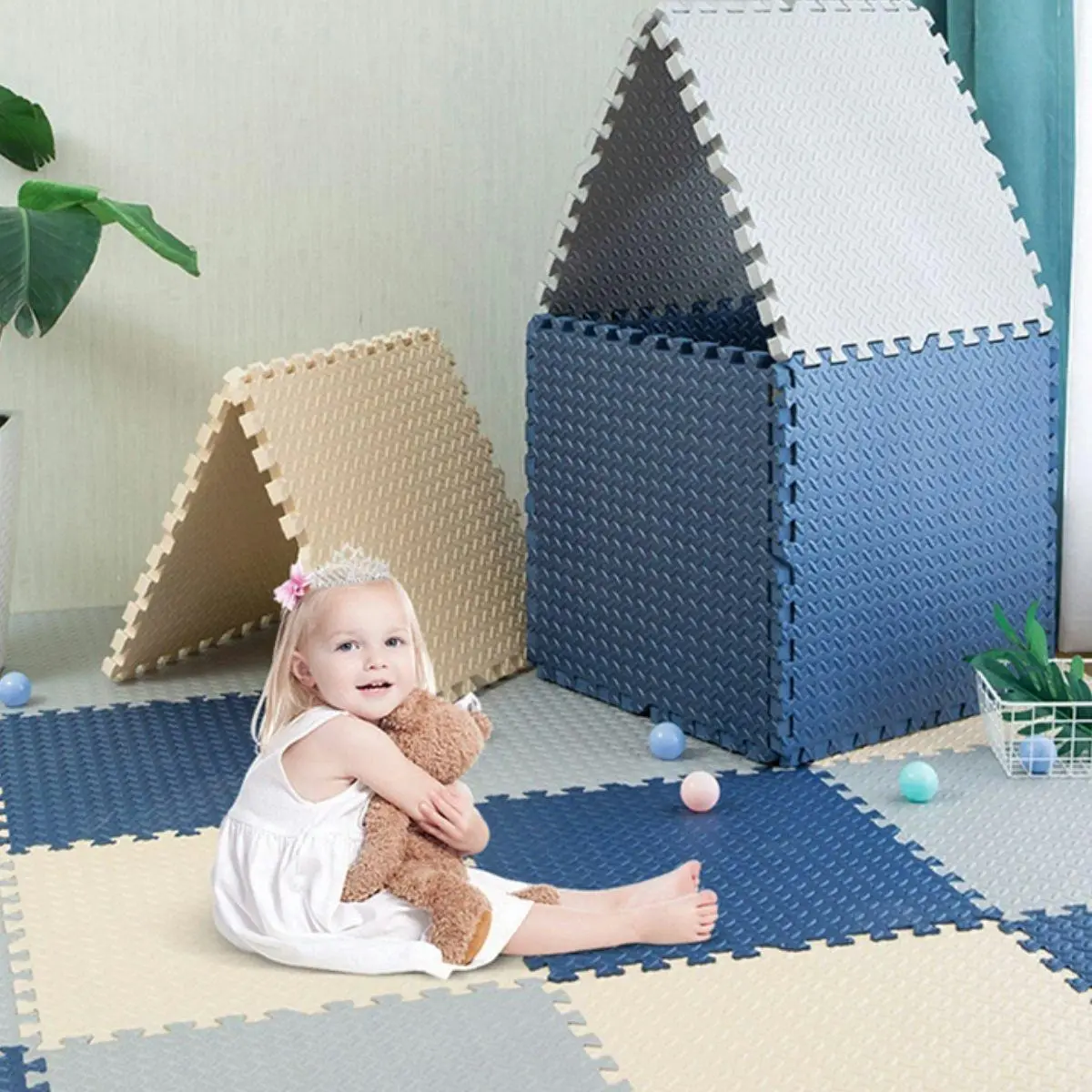 BabiesMart SoftSteps Baby Play Mat Large 60 x 60 x 1.2 CM Puzzle Tiles