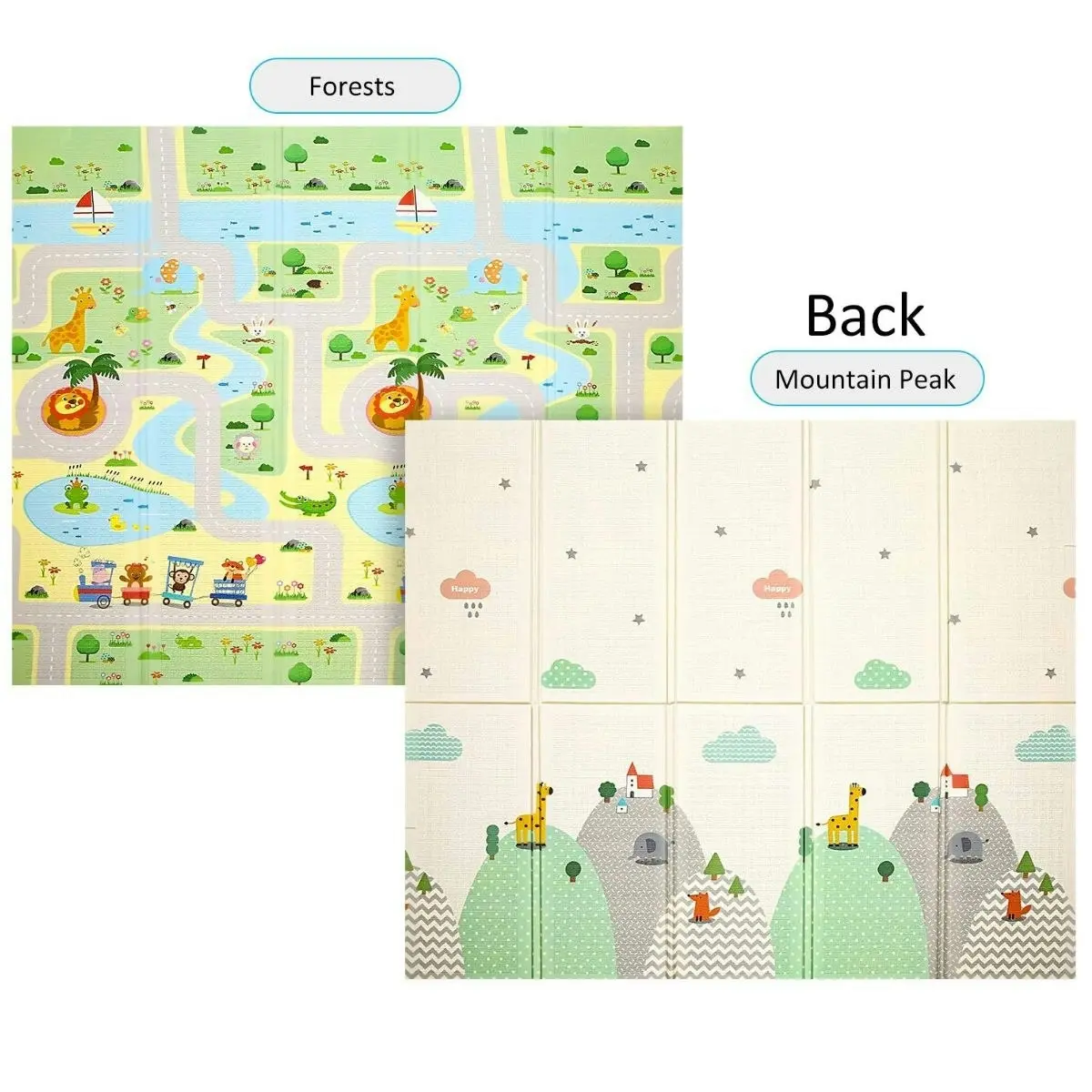 BabiesMart Baby Foldable Play Mat 1cm Thick Double-Sided, Safe & Comfortable