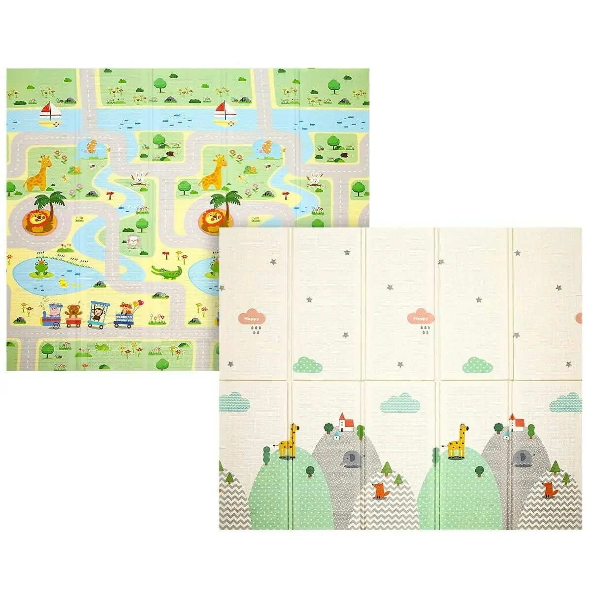 BabiesMart Baby Foldable Play Mat 1cm Thick Double-Sided, Safe & Comfortable