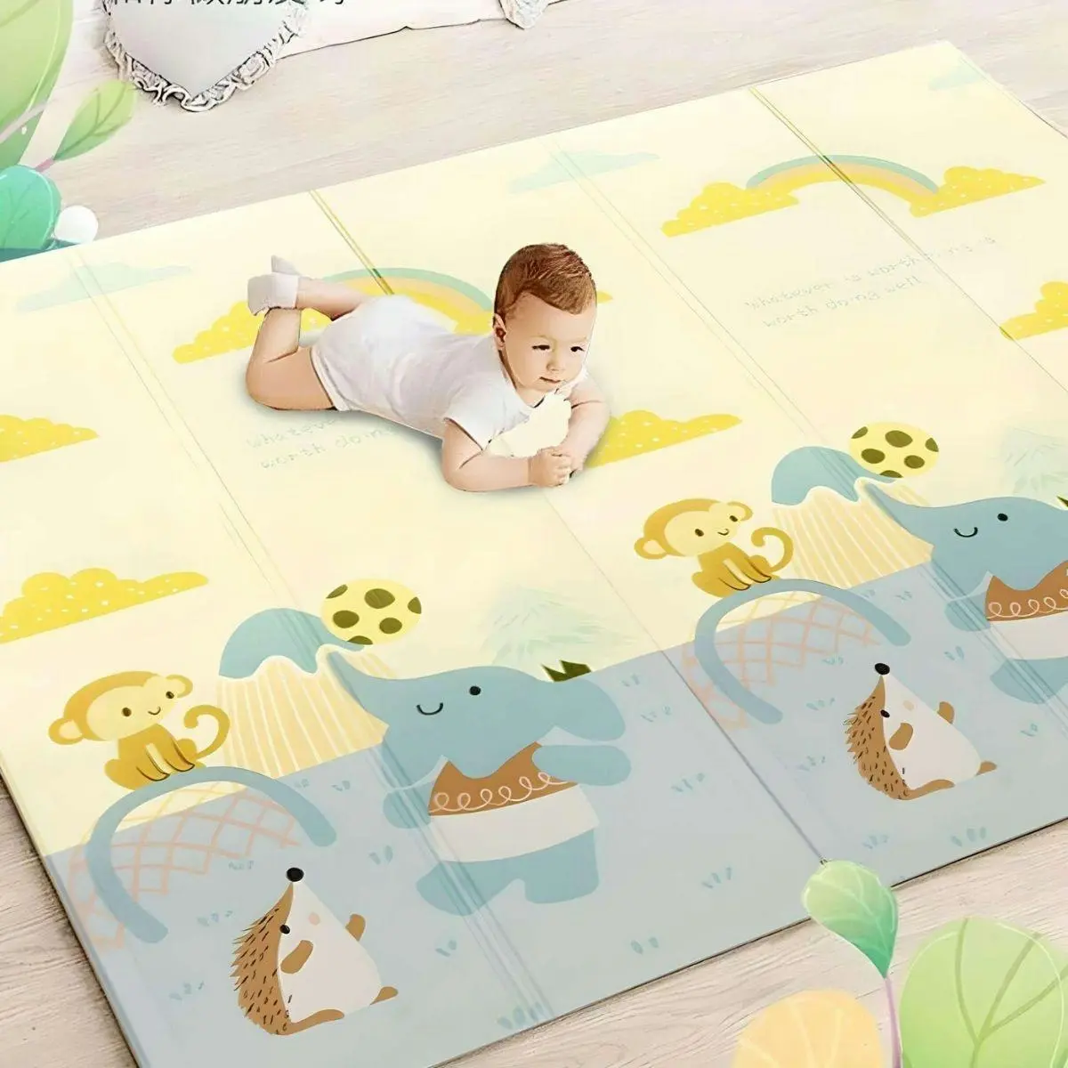 BabiesMart Foldable Baby Play Mat Safe & Comfortable Double Sided Reversible Mat