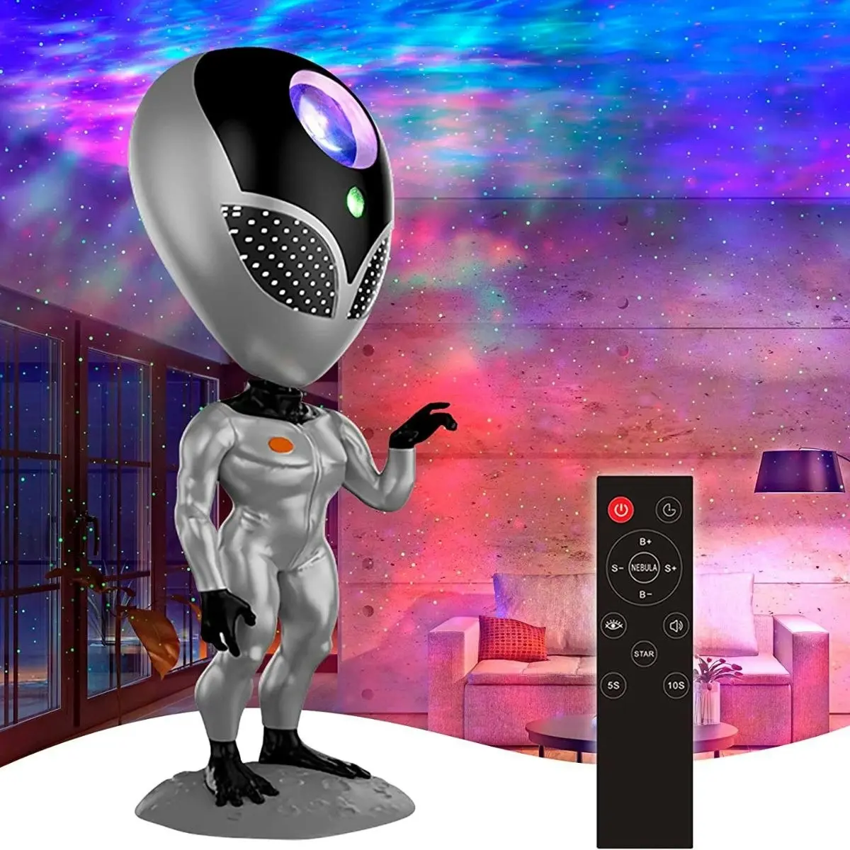 Glowly Alien Galaxy Projector Talking & Repeating Star Projector Night Light