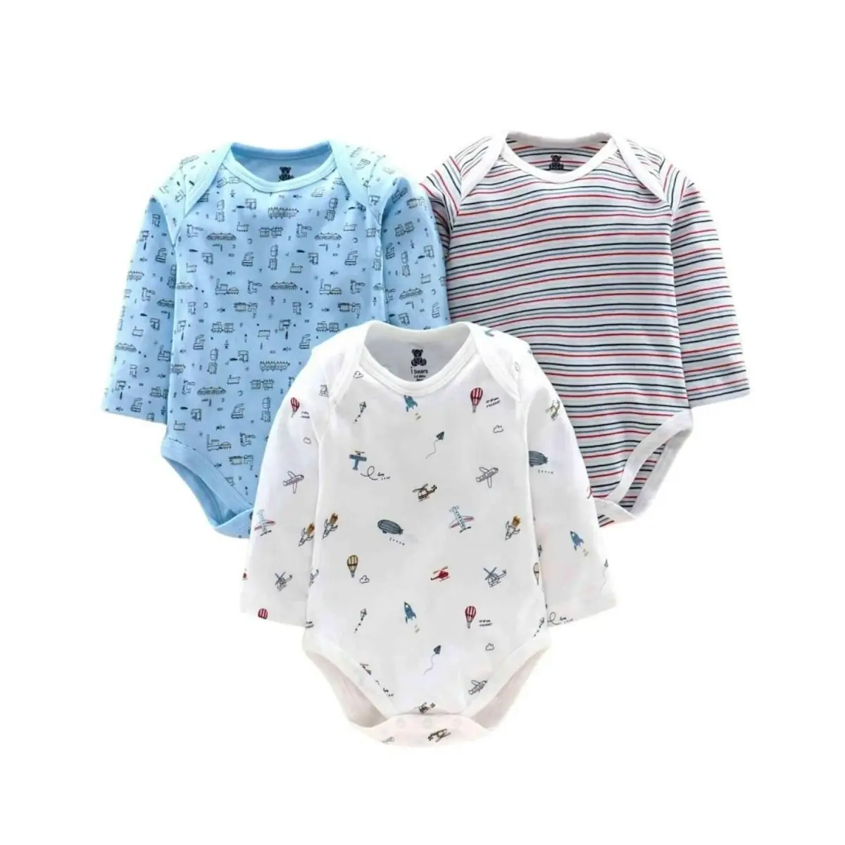 BabiesMart 3 Pack New Born Baby Clothes Unisex Full Sleeves Onesies