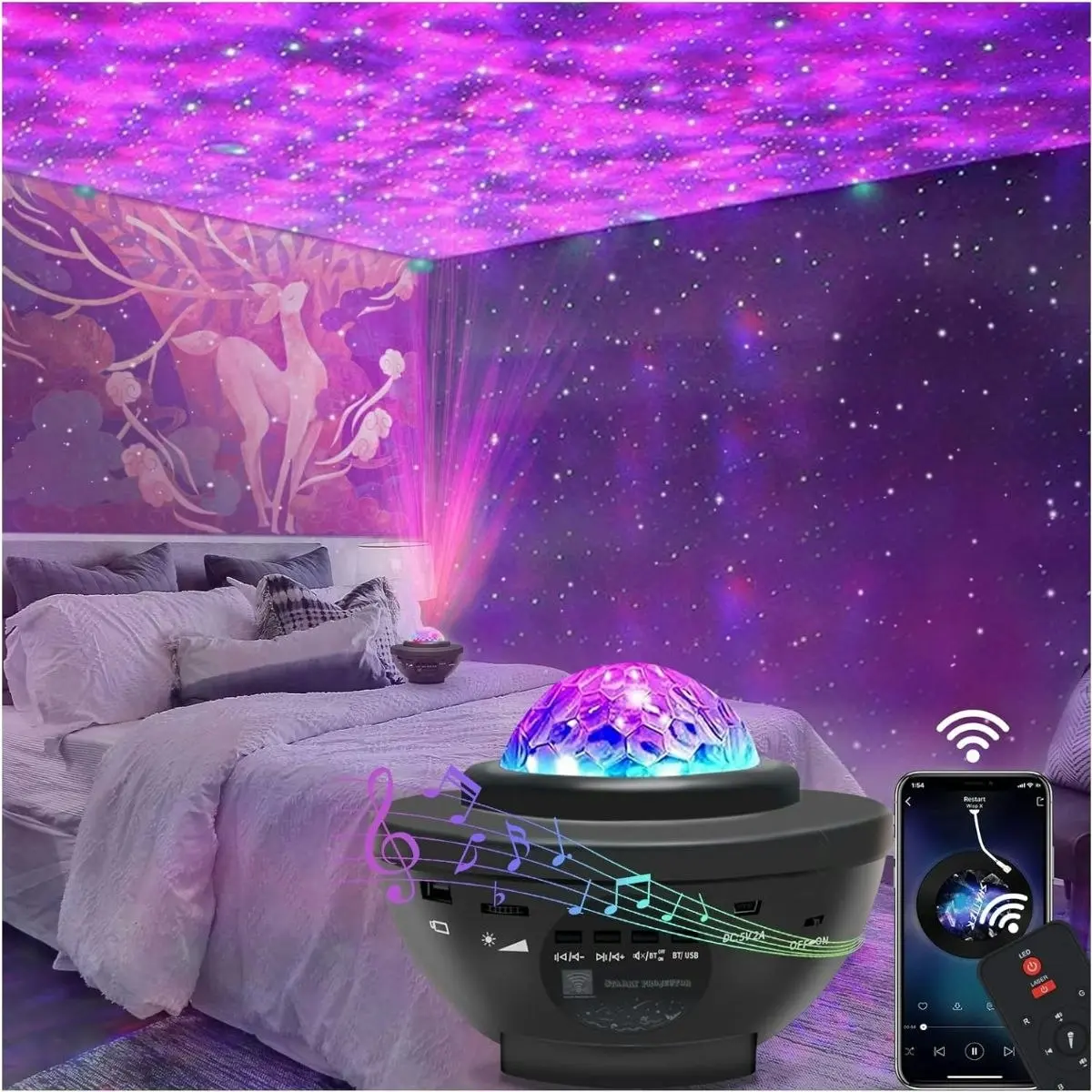 Glowly Galaxy Projector Star Night Light Projector with Bluetooth