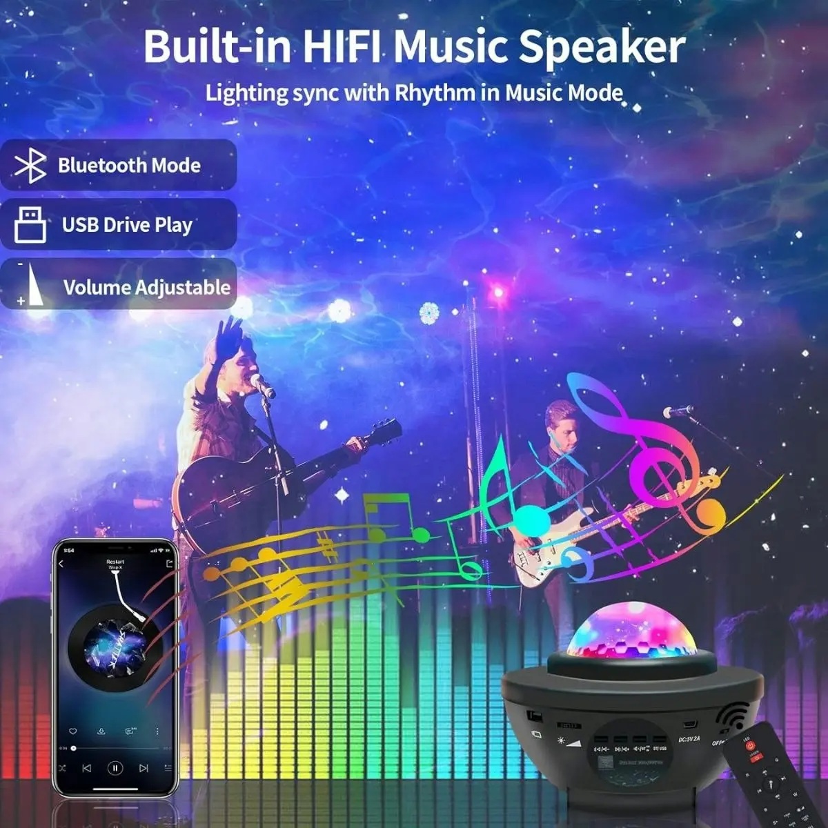 Glowly Galaxy Projector Star Night Light Projector with Bluetooth