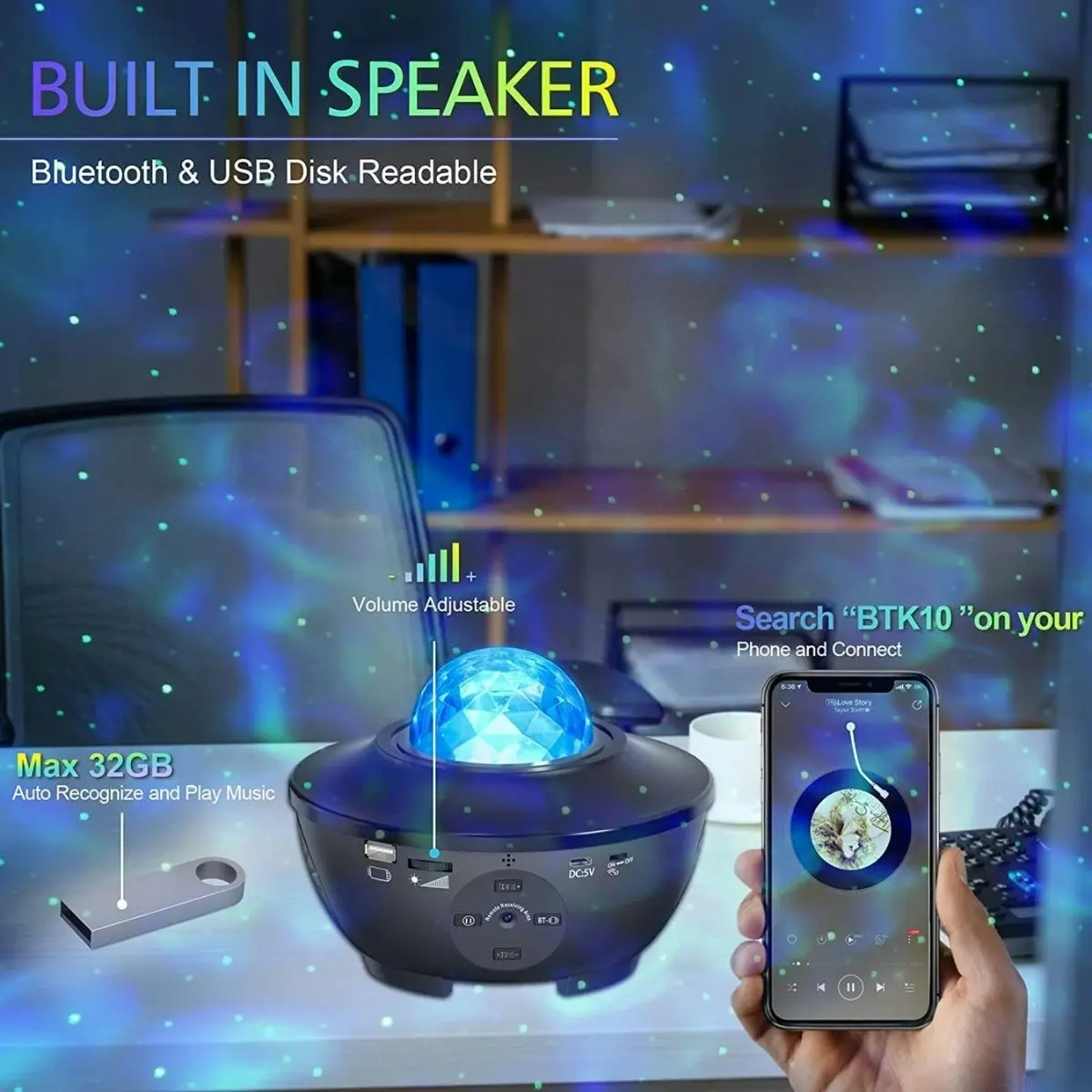 Glowly Galaxy Projector Star Night Light Projector with Bluetooth