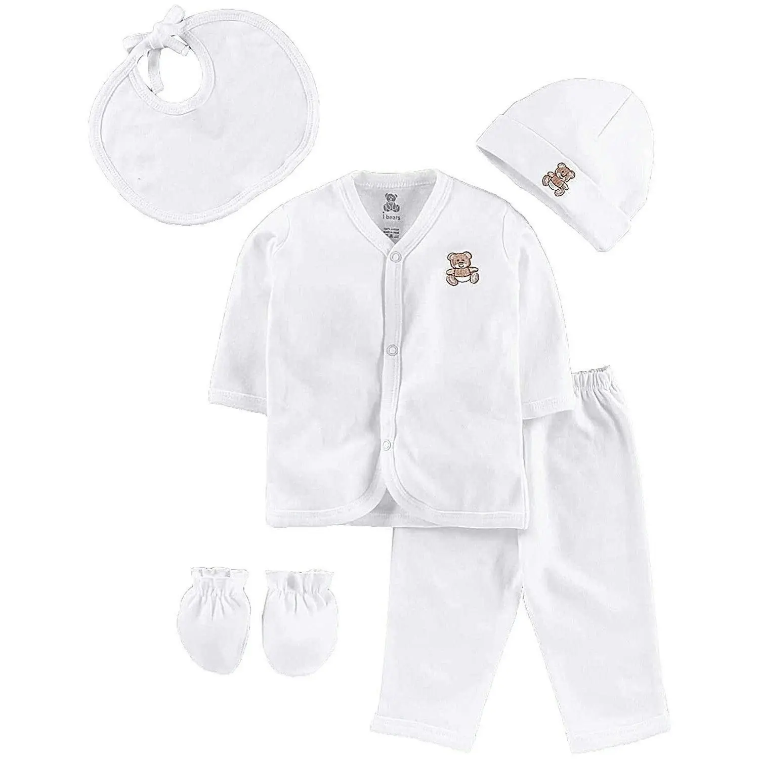 BabiesMart 5 Pieces Unisex Baby New Born Clothes Hospital Clothing Set