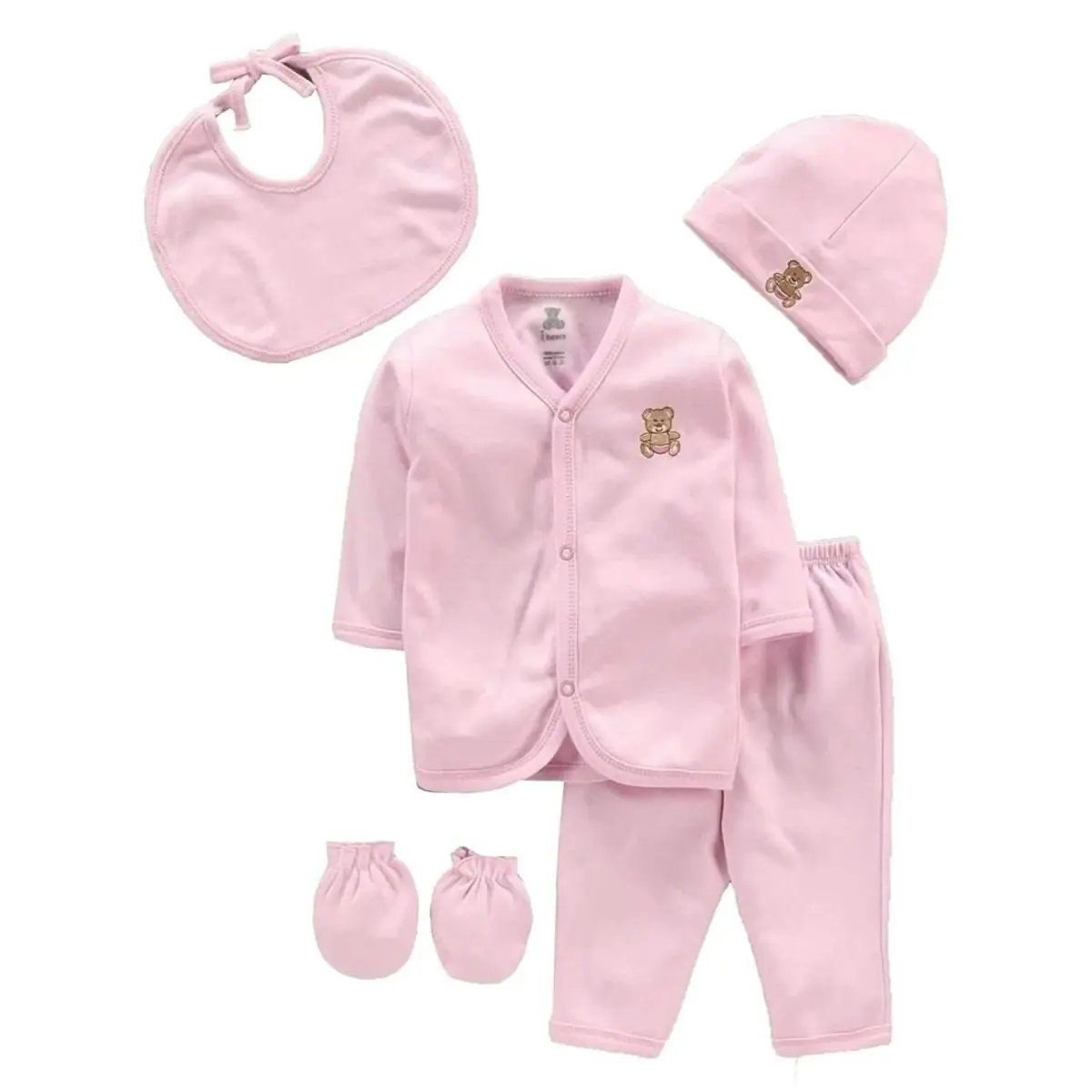 BabiesMart 5 Pieces Unisex Baby New Born Clothes Hospital Clothing Set