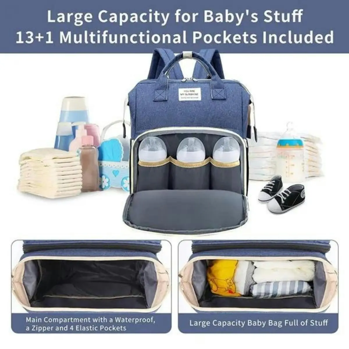 Snuggly Baby Foldable Large Mummy Bag Bed Backpack Baby Carrier Bag