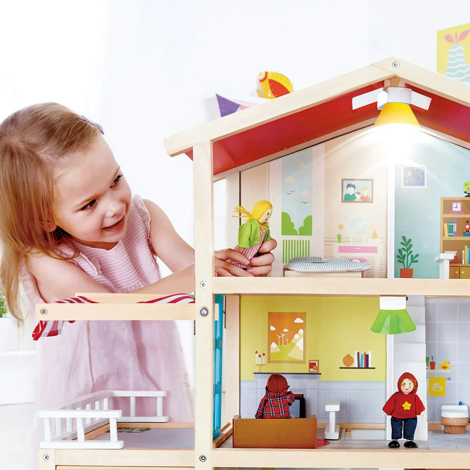 29pc Hape 80cm Doll Family Mansion Realistic House Kids Activity Wooden Toy 3y+