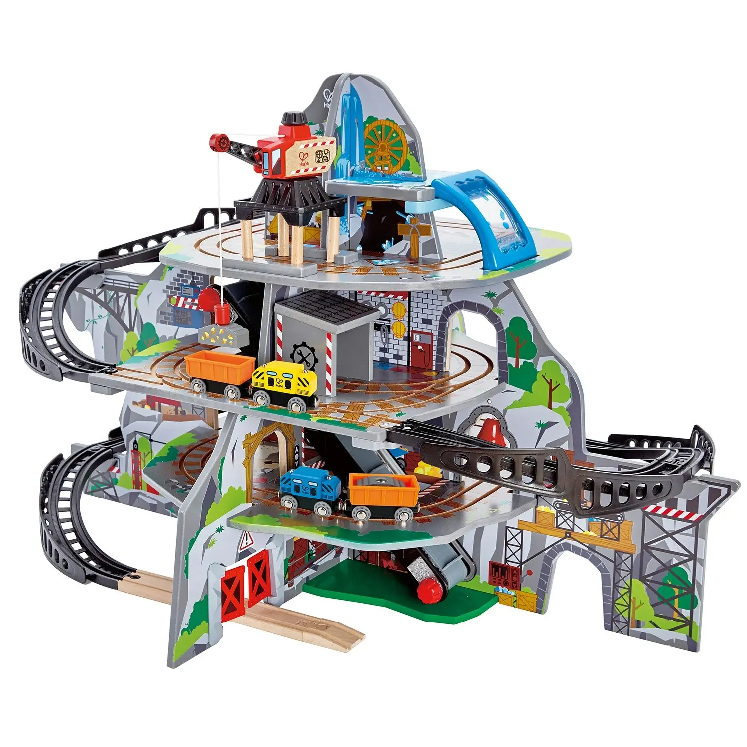 Hape 92cm Mighty Mountain Mine Set w/Train Rail Kids/Toddler 3y+ Play Wooden Toy