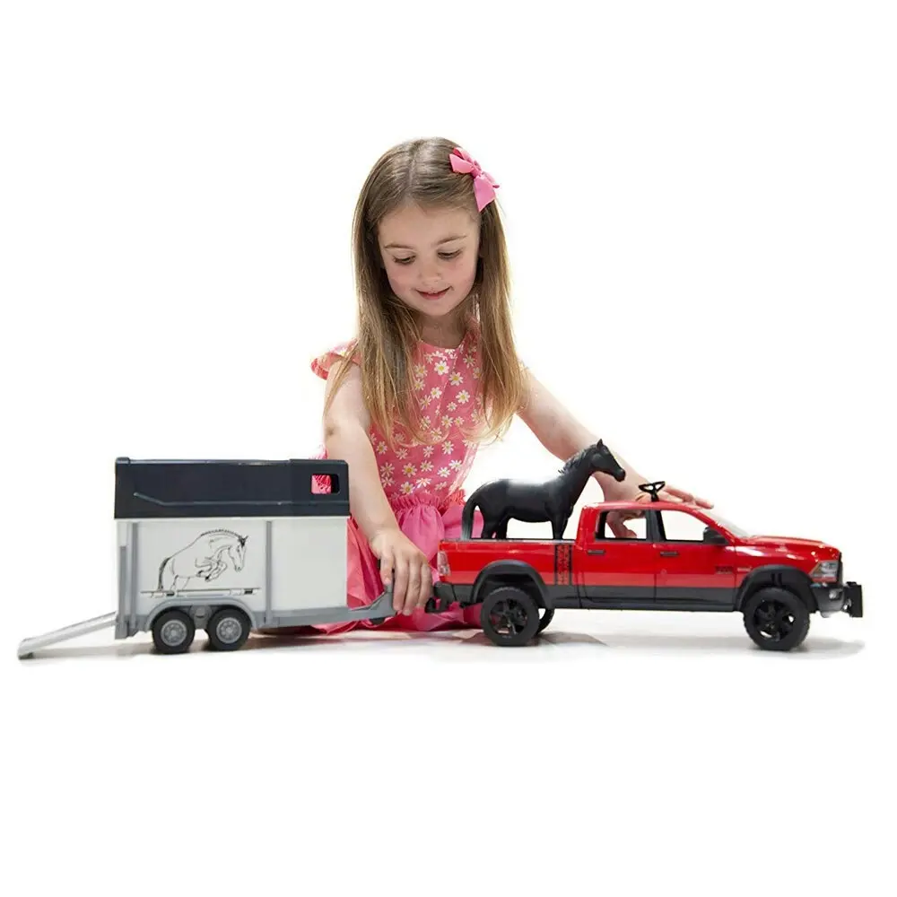 Bruder 1:16 RAM 2500 Power Wagon w/ 1pc Horse/Trailer Toy Vehicle Kids 4y+ Red