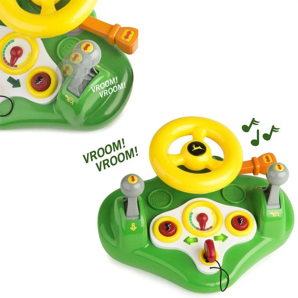 John Deere Busy Car Driver Driving Steering Wheel Lights Sounds Toy Kids/Toddler