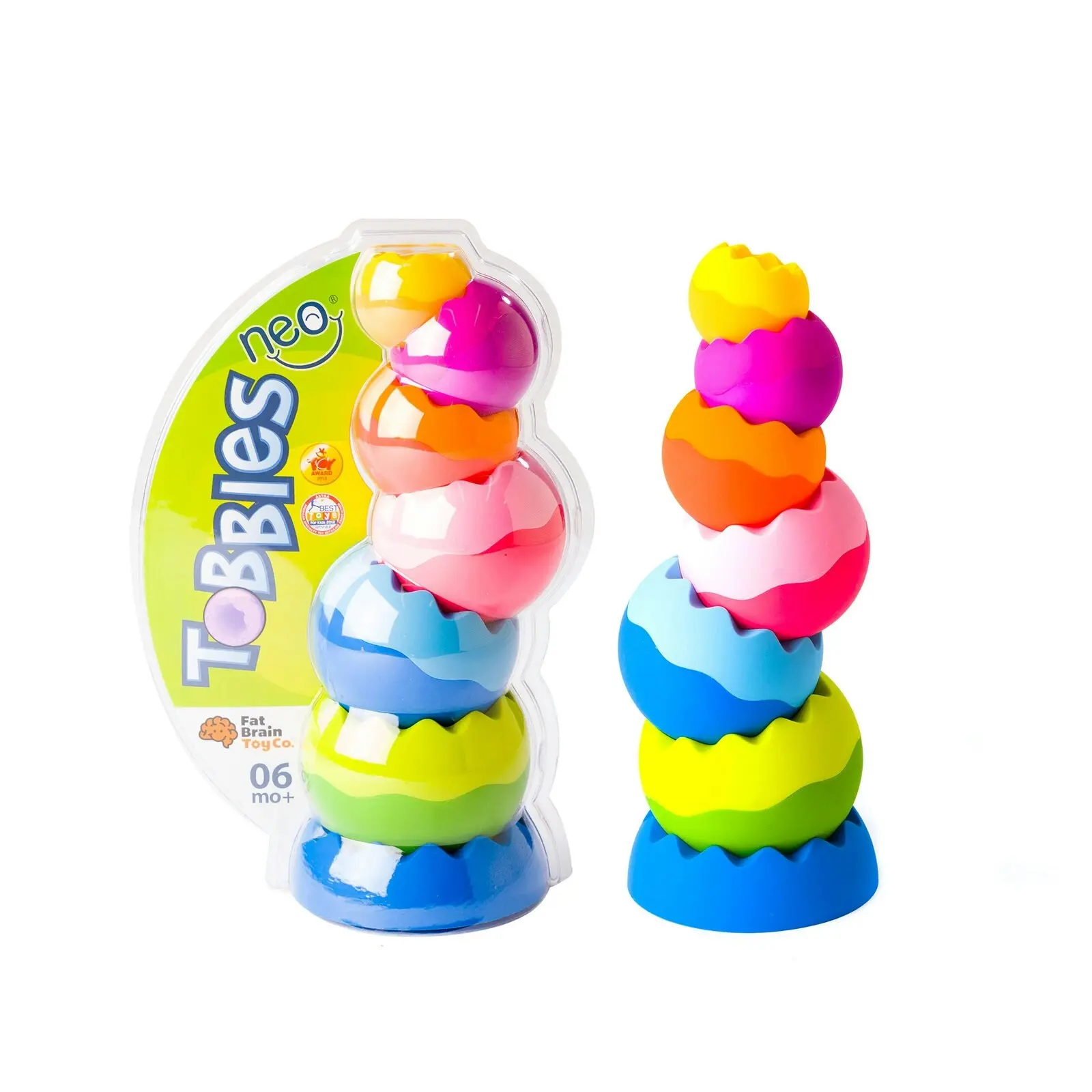 Fat Brain Toy Co Tobbles Neo 6m-4y for Baby/Kids/BPA Free Stackable/Stacking Toy