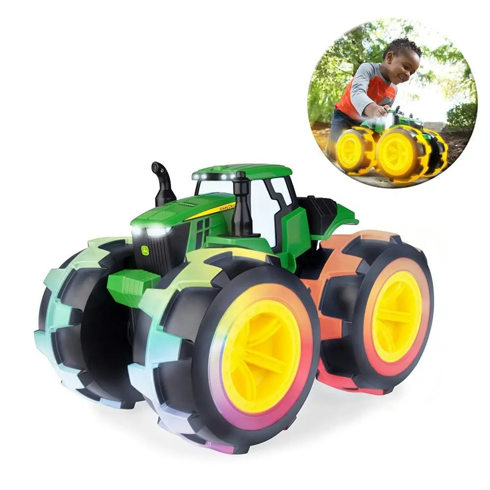 John Deere Monster Treads Lightning Wheels 4WD Tractor/Truck Toy w/ Lights/Sound