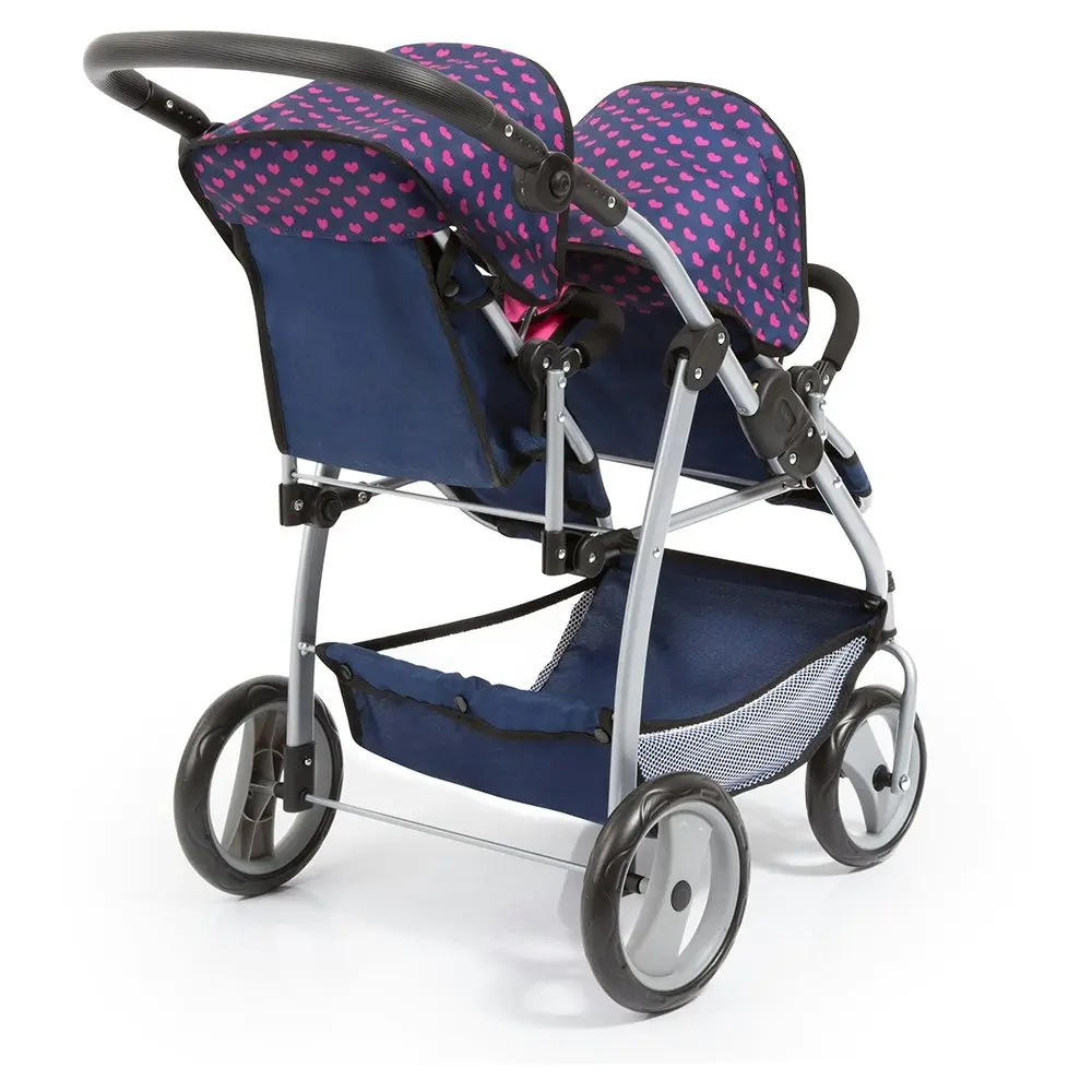 Bayer 73cm Twin Tandem Doll Pram/Stroller Blue/Pink 3y+ Kids Pretend Parent Toy