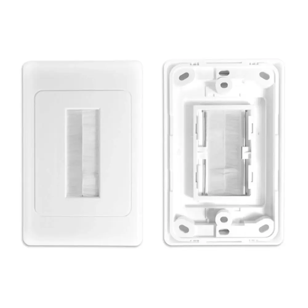 3x Pro2 White Wall Plate/Brush Outlet Cover For Cable Lead  Management/Organiser