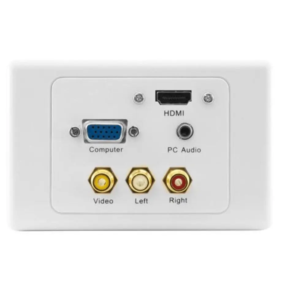 Pro2 PRO1310 HDMI VGA RCA PC Aux 3.5mm AV Audio Wall Plate - Female to female