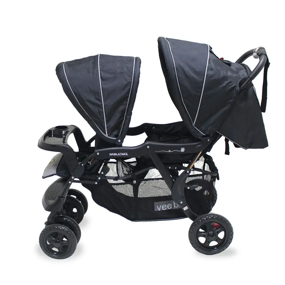 Veebee Doubletake Pram/Tandem Twin Stroller f/ Baby/Infant/Toddler Salt & Pepper