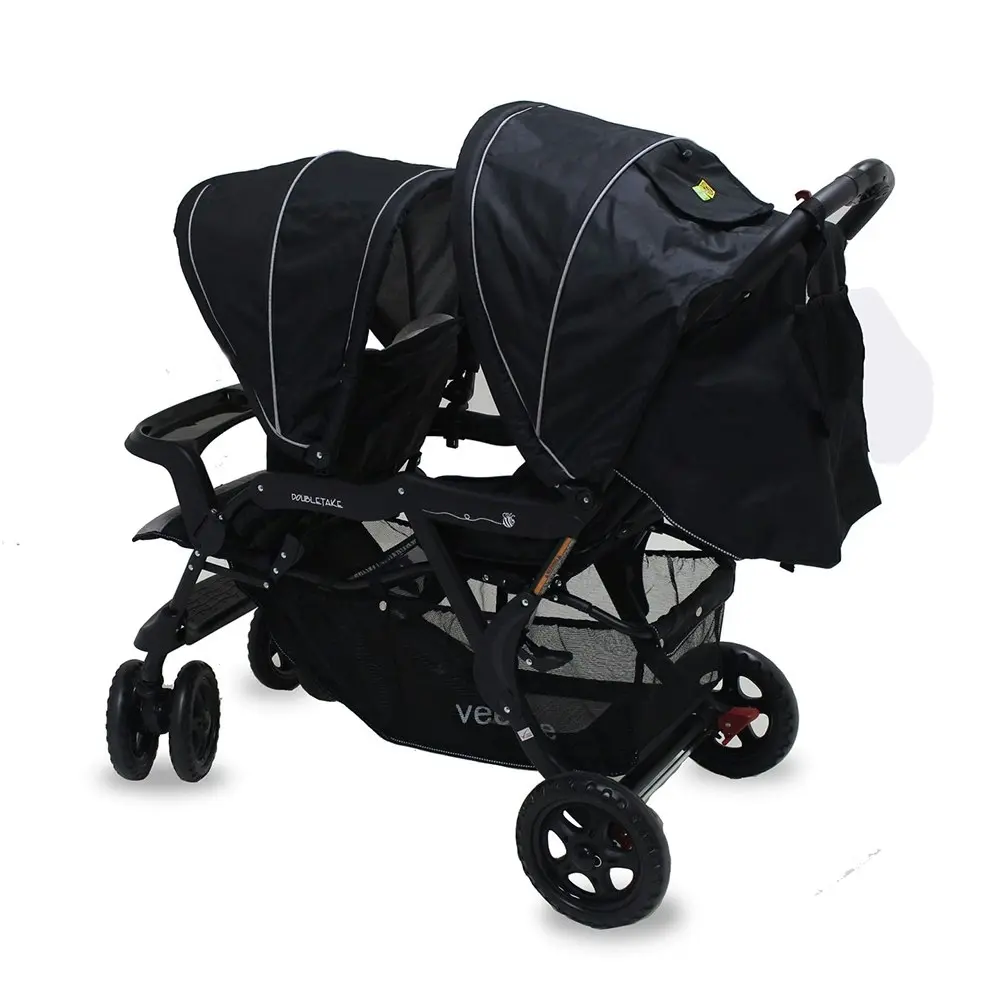 Veebee Doubletake Pram/Tandem Twin Stroller f/ Baby/Infant/Toddler Salt & Pepper