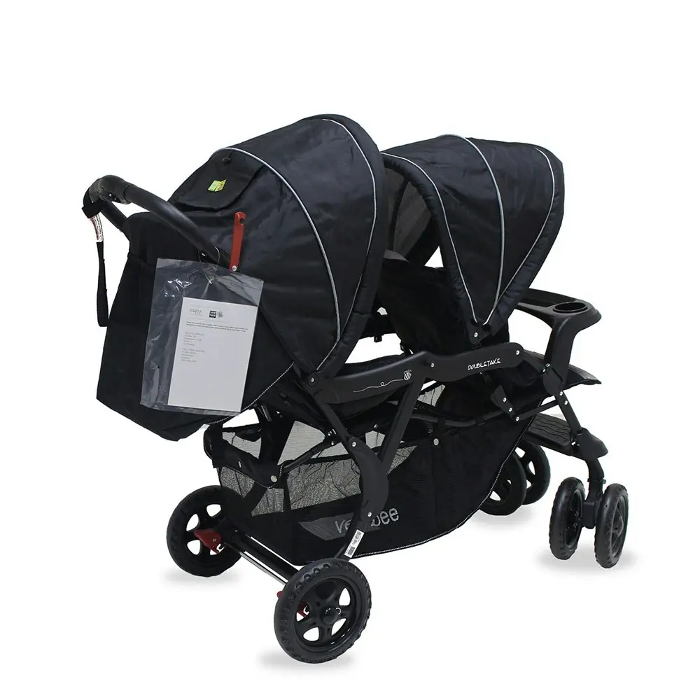 Veebee Doubletake Pram/Tandem Twin Stroller f/ Baby/Infant/Toddler Salt & Pepper