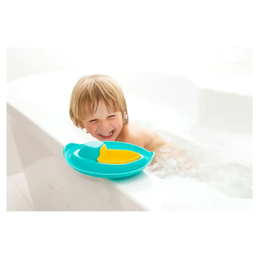 Quut Sloopi 16cm Bath Water Floating Toys Boat for 0m+ Kids/Baby Blue/Yellow