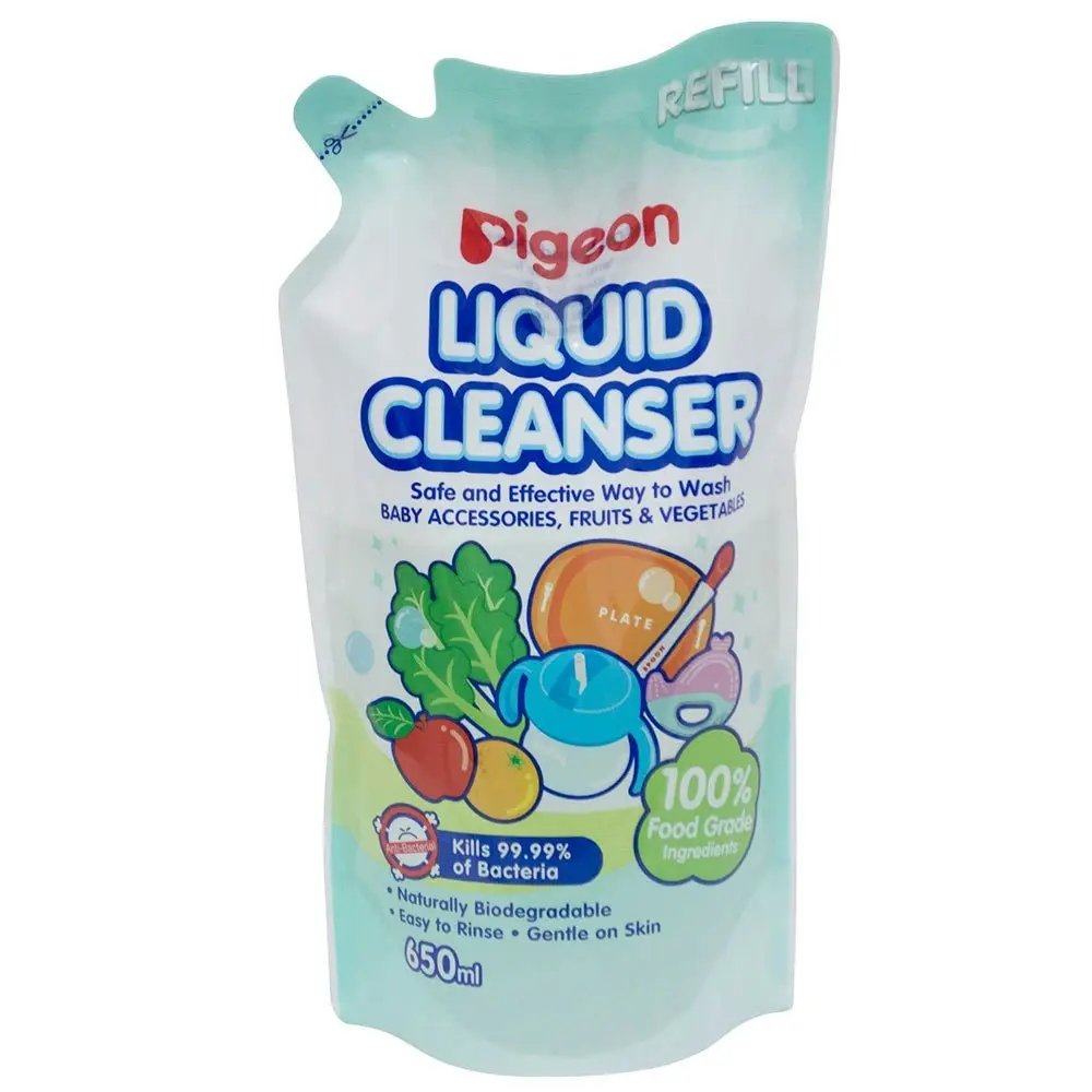 PIGEON 700ml Liquid Cleanser w/ 650mlRefill  for Baby Bottles/Food/Fruit/Veggies