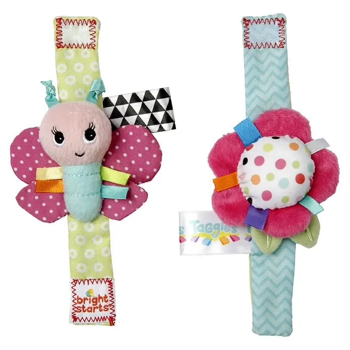 Bright Starts Rattle Me 11cm Bracelets Crinkle Soft/Plush Toys Newborn/Baby 0m+