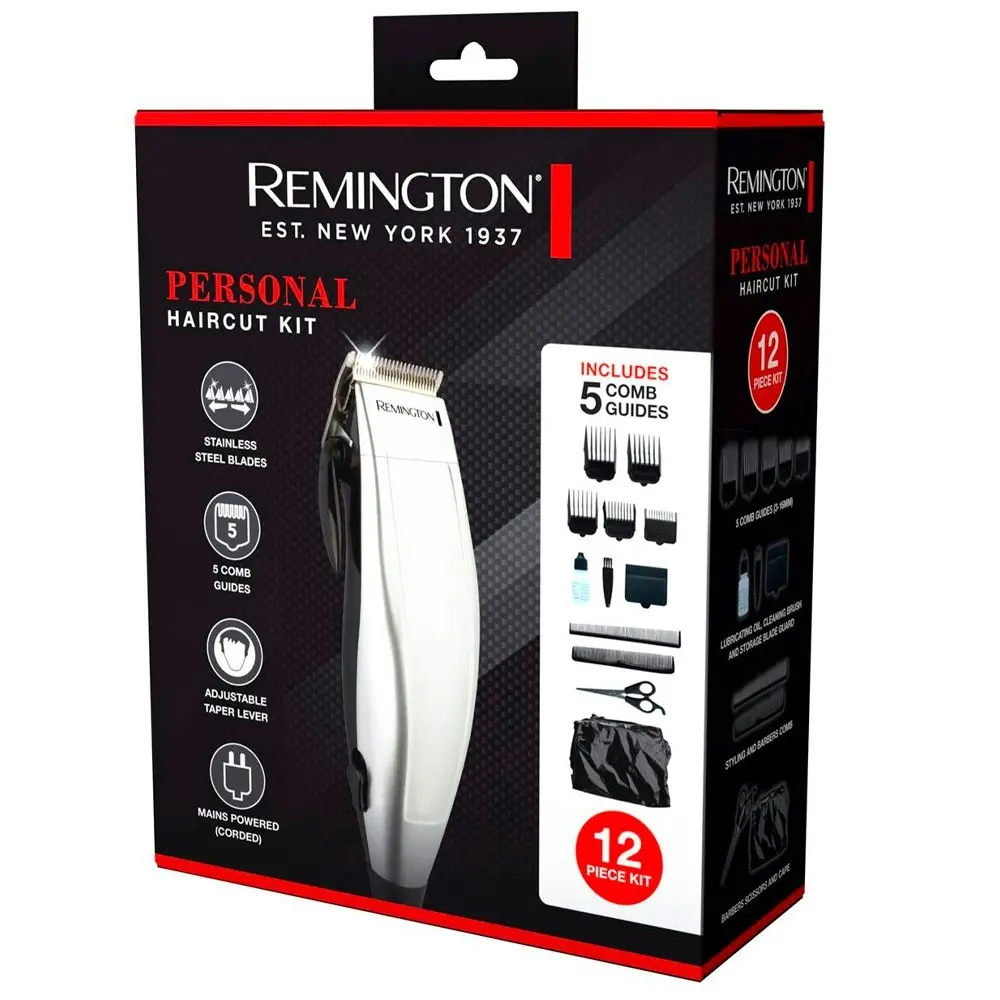 12pc Remington Personal Haircut Kit Clipper/Scissors/Comb Hair Trimmer Silver