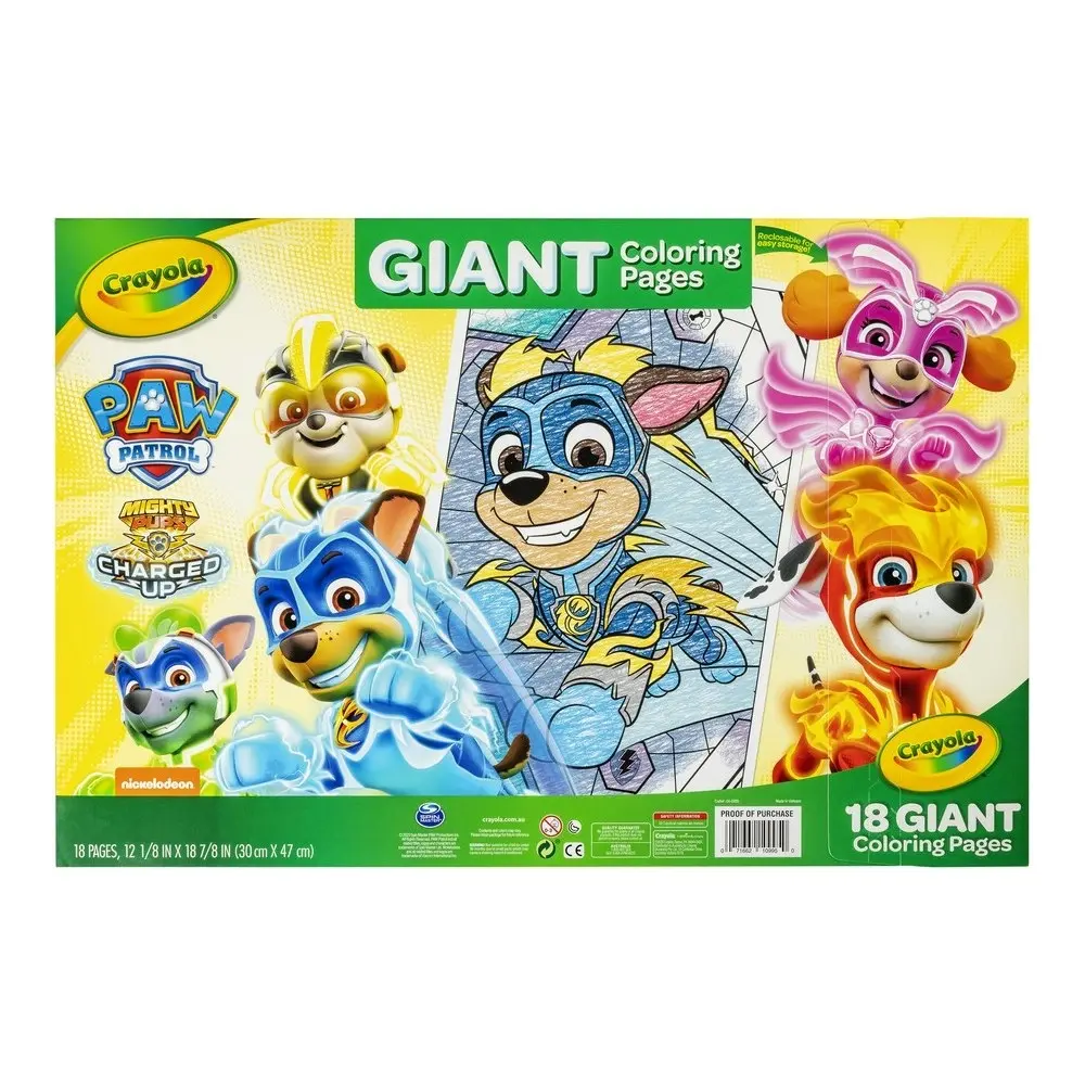 18pg Crayola 30x47cm Paw Patrol Giant Colouring Pages Activity Picture Kids 3y+