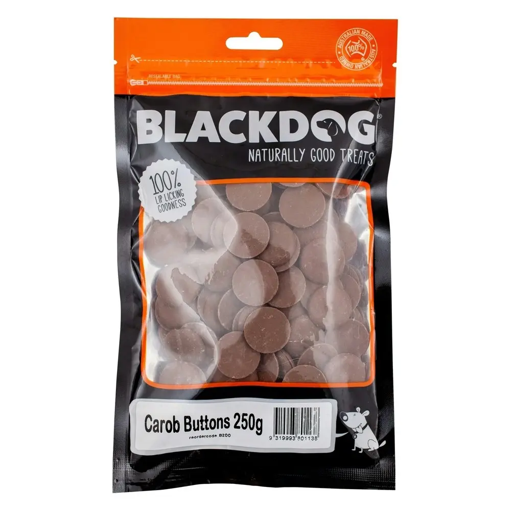 2x Blackdog Puppy/Dog Carob Buttons 250g Treats Low Fat Healthy Food Snack/Chews