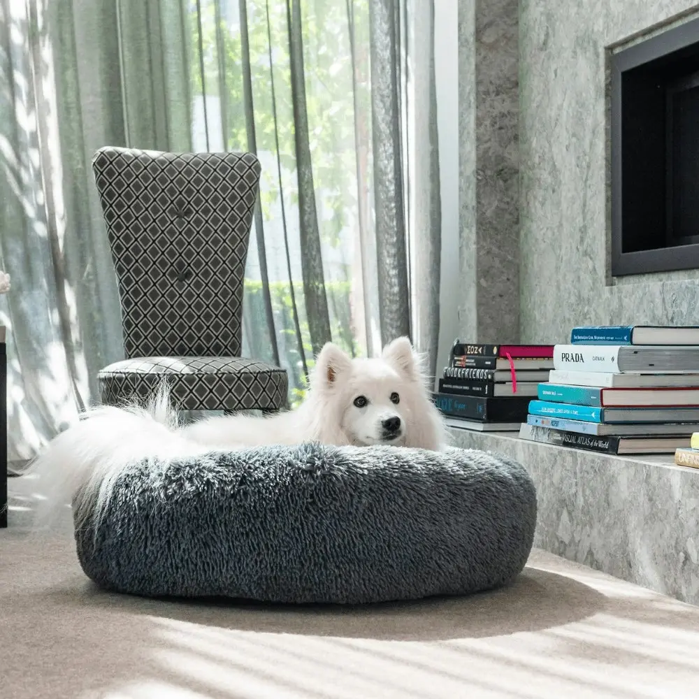 Superior Pet Goods 80cm Curl Up Cloud Dog Bed/Sleep Cushion Large Tranquil Grey