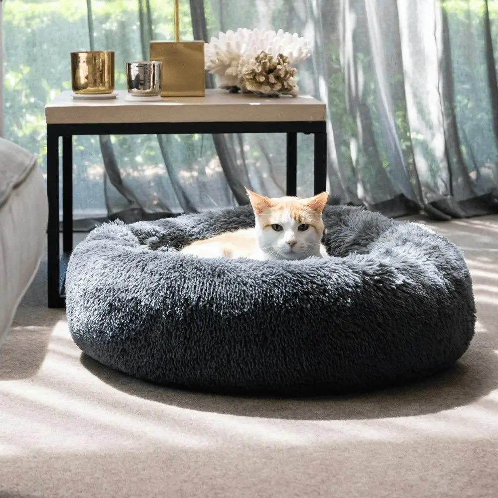 Superior Pet Goods 80cm Curl Up Cloud Dog Bed/Sleep Cushion Large Tranquil Grey