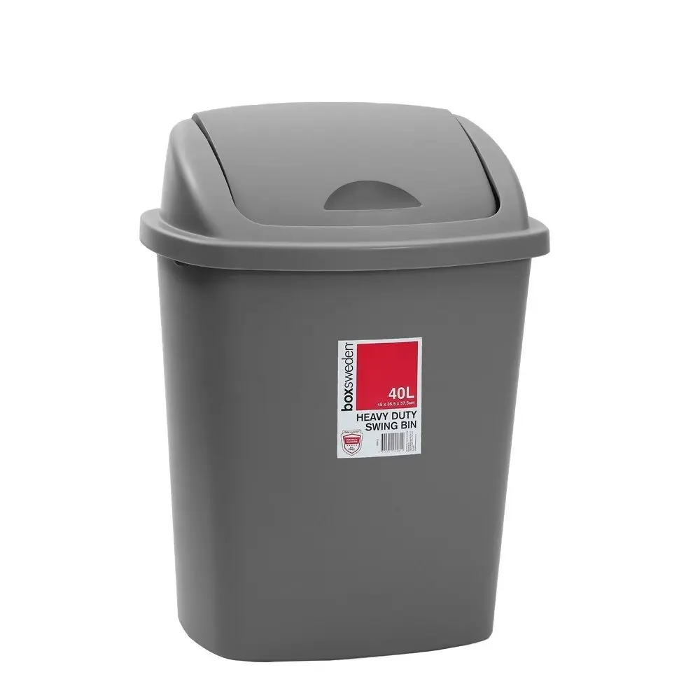 Boxsweden 40L Trash Bin 44x33.5cm w/ Swing Lid Garbage Can Rubbish Waste Basket