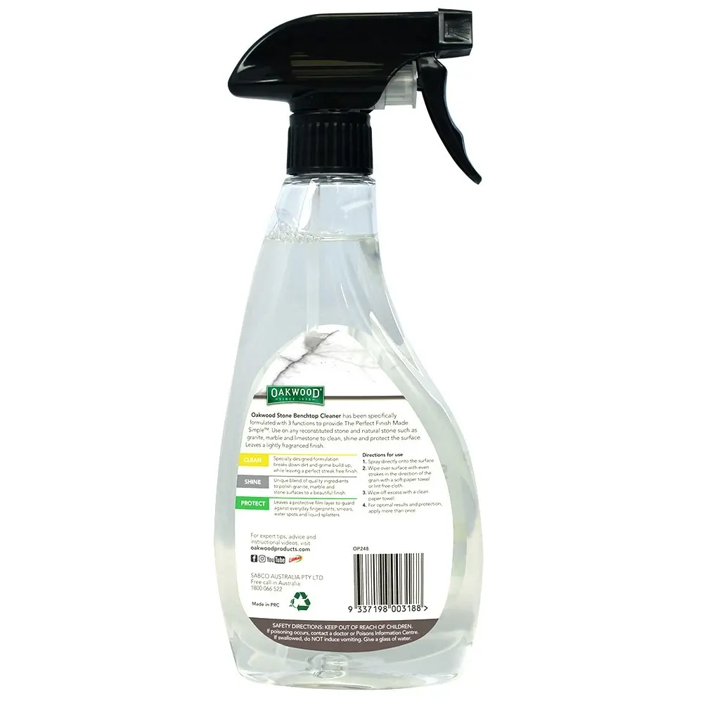 Oakwood Stone Benchtop 3-in-1 Surface Cleaner 500ml Spray Protector Huon Pine