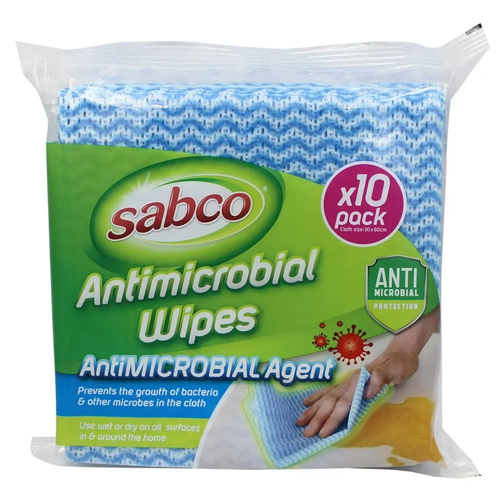 30pc Sabco 30x60cm Antimicrobial Wipes Non Woven Wet/Dry Home Surface Cleaner