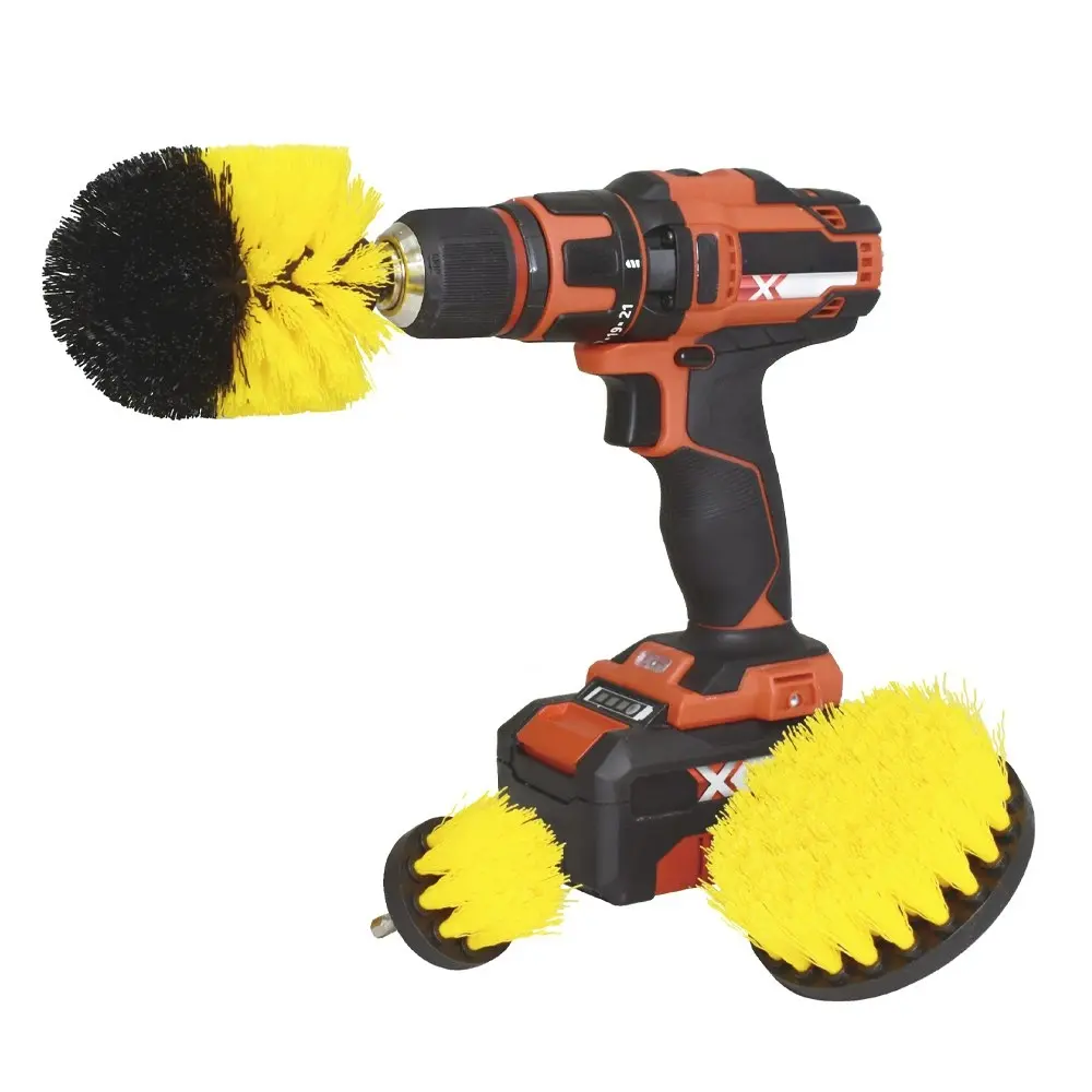 3p Hercules Universal Cordless Drill Nylon Scrub Brush Head Cleaning Attachments