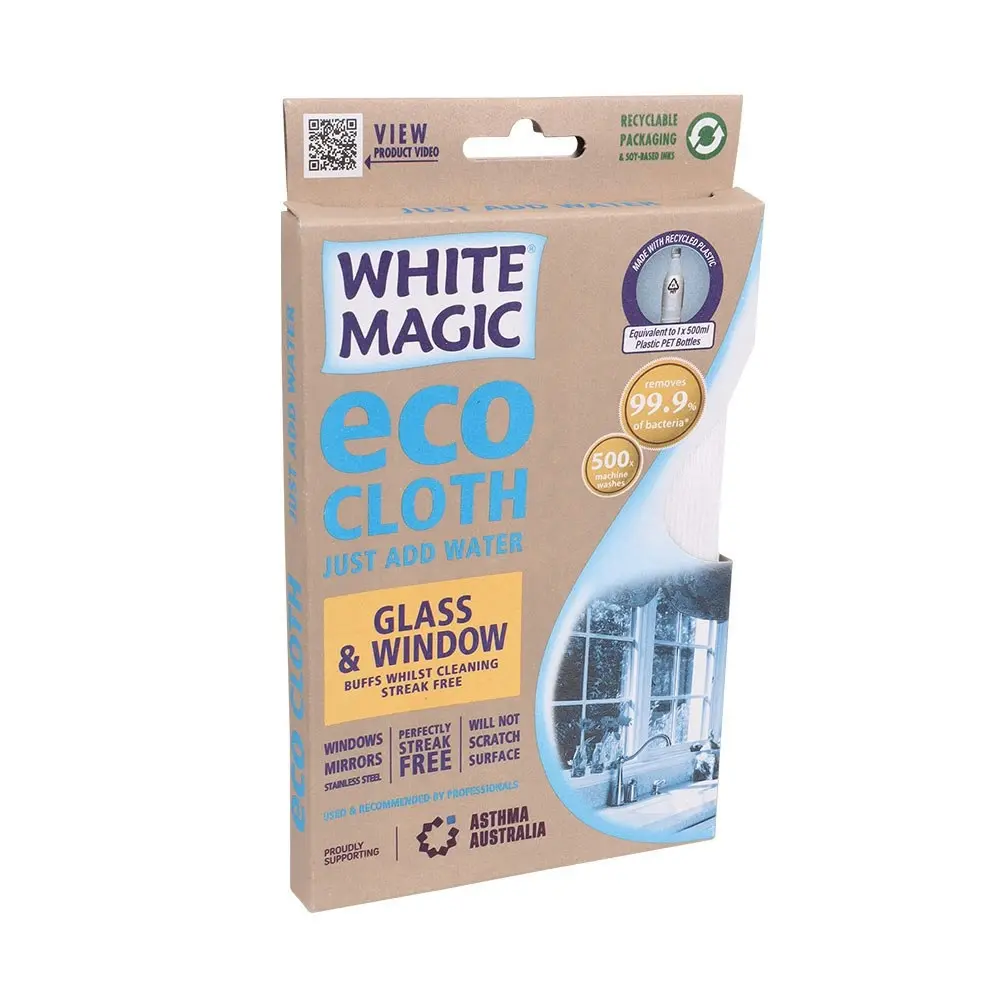 White Magic Eco Cloth Microfibre Glass/Window/Mirror/Steel Cleaner/Washer/Buffer