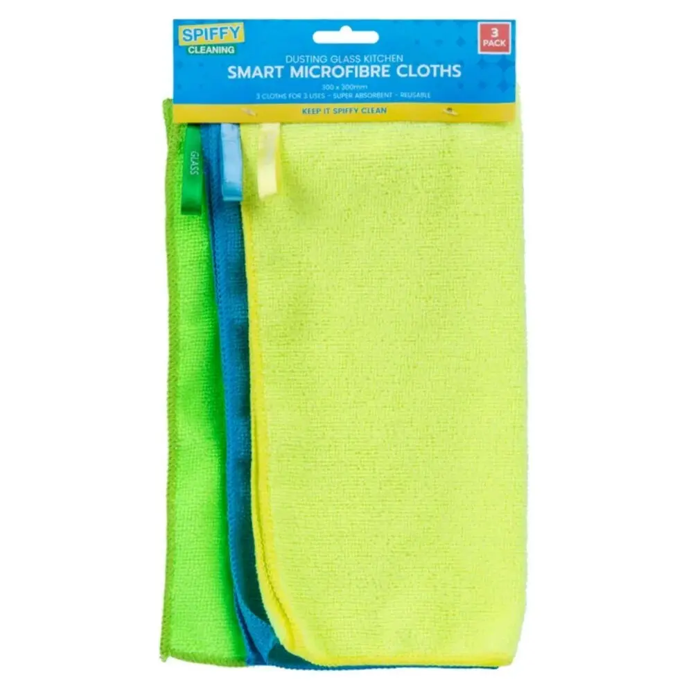 6x 3PK Spiffy 30cm Smart Microfibre Cleaning Super Absorbent Kitchen Cloths