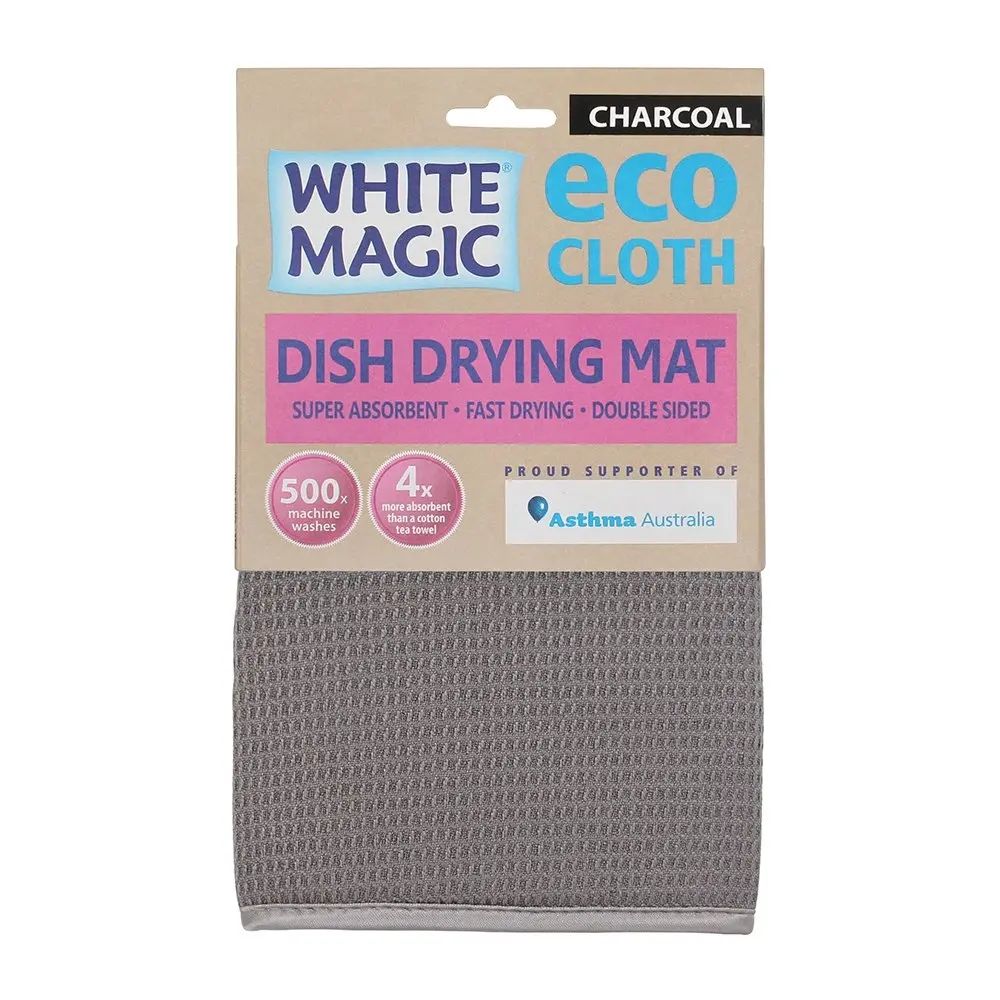 White Magic Eco Cloth Dish/Pot/Glassware Sink Drying Mat/Towel 45x40cm Charcoal