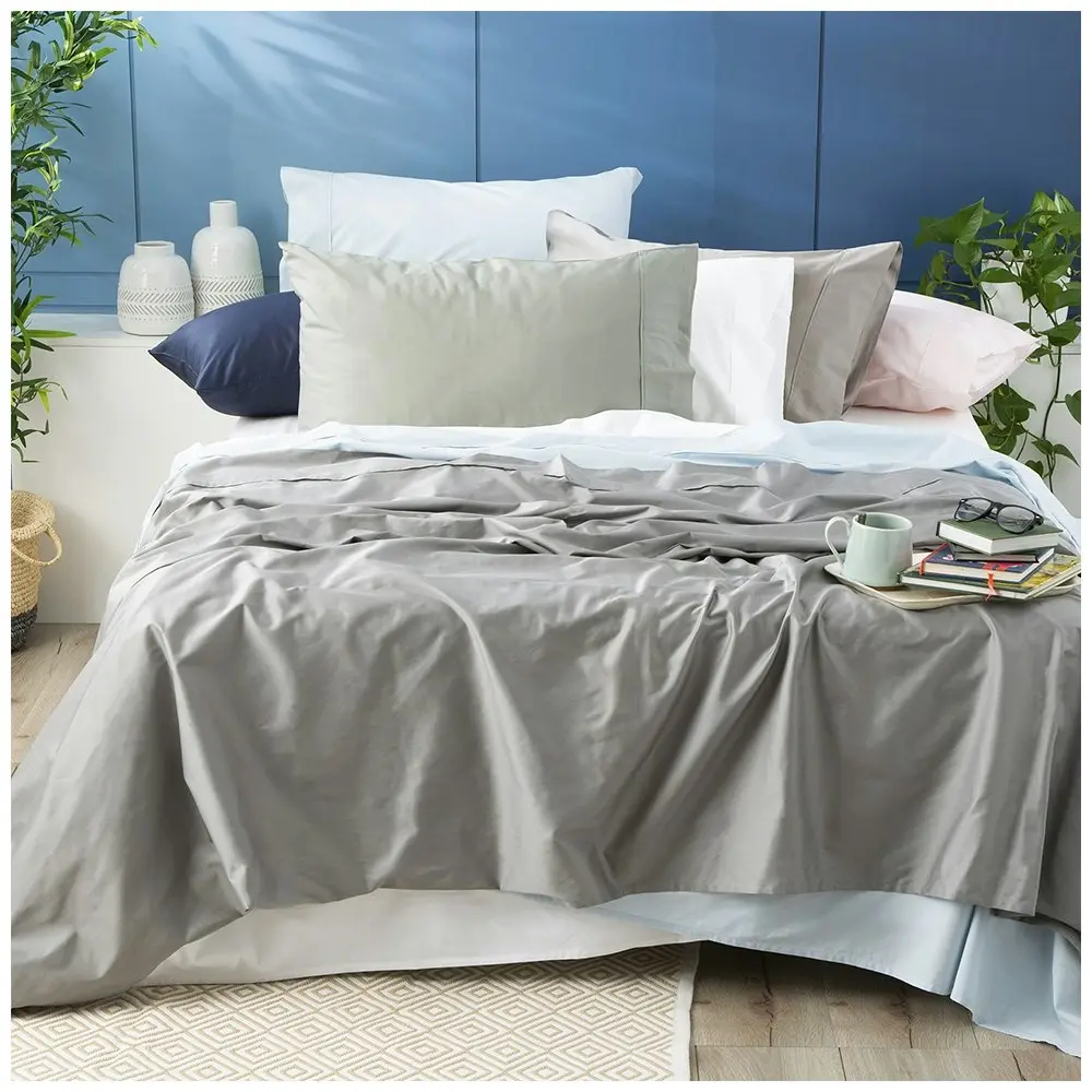 Park Avenue Split King Fitted Sheet Set/Pillowcases 500TC Bamboo Cotton Mid Blue