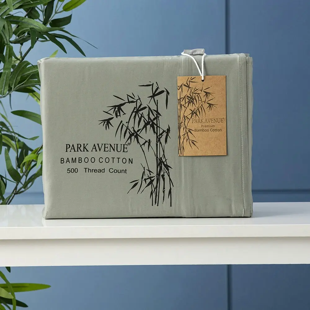 Park Avenue Split King Fitted Sheet Set/Pillowcases 500TC Bamboo Cotton Jade