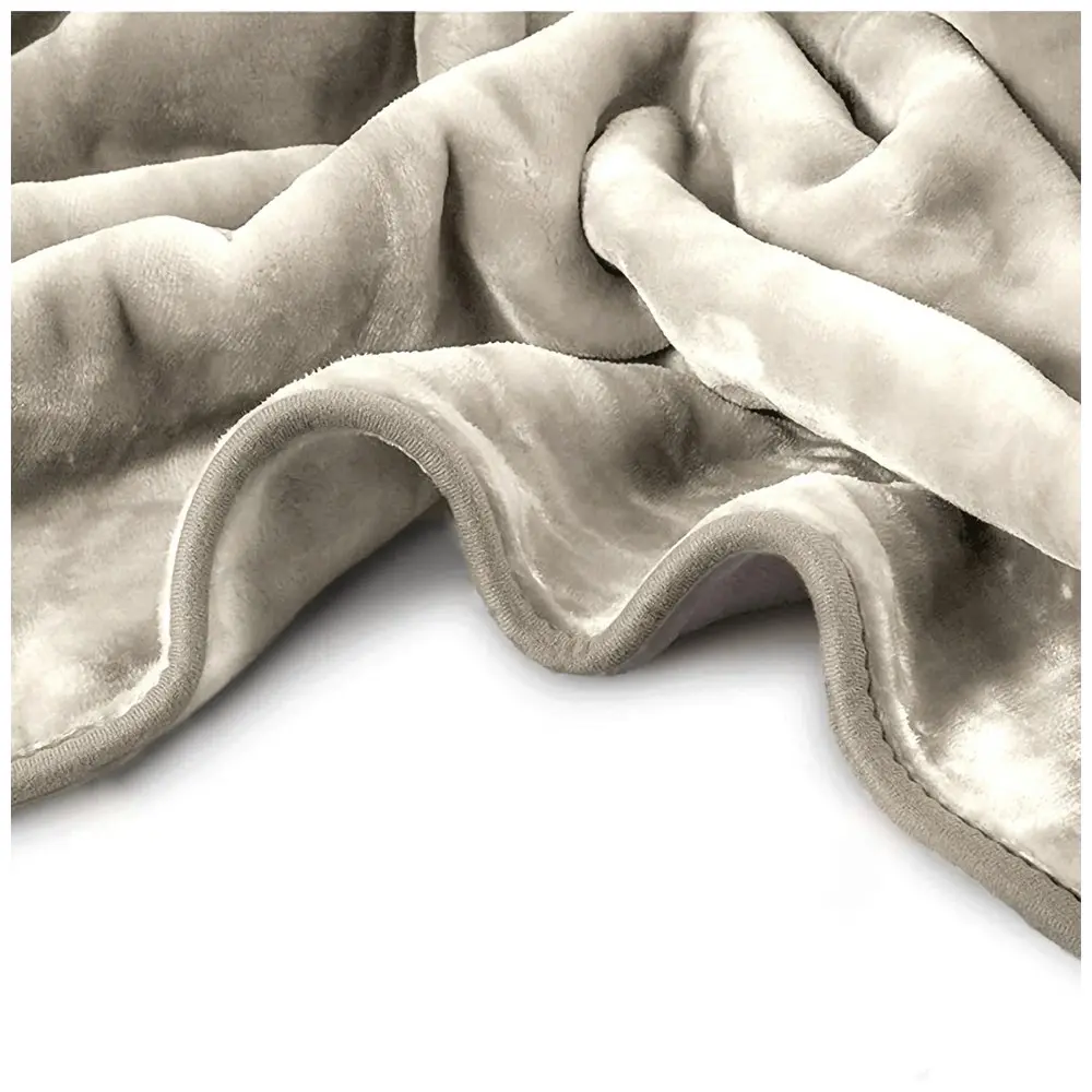 Renee Taylor 220x240cm Soft Warm Mink Blanket/Throw Heavy Weight Acrylic Taupe